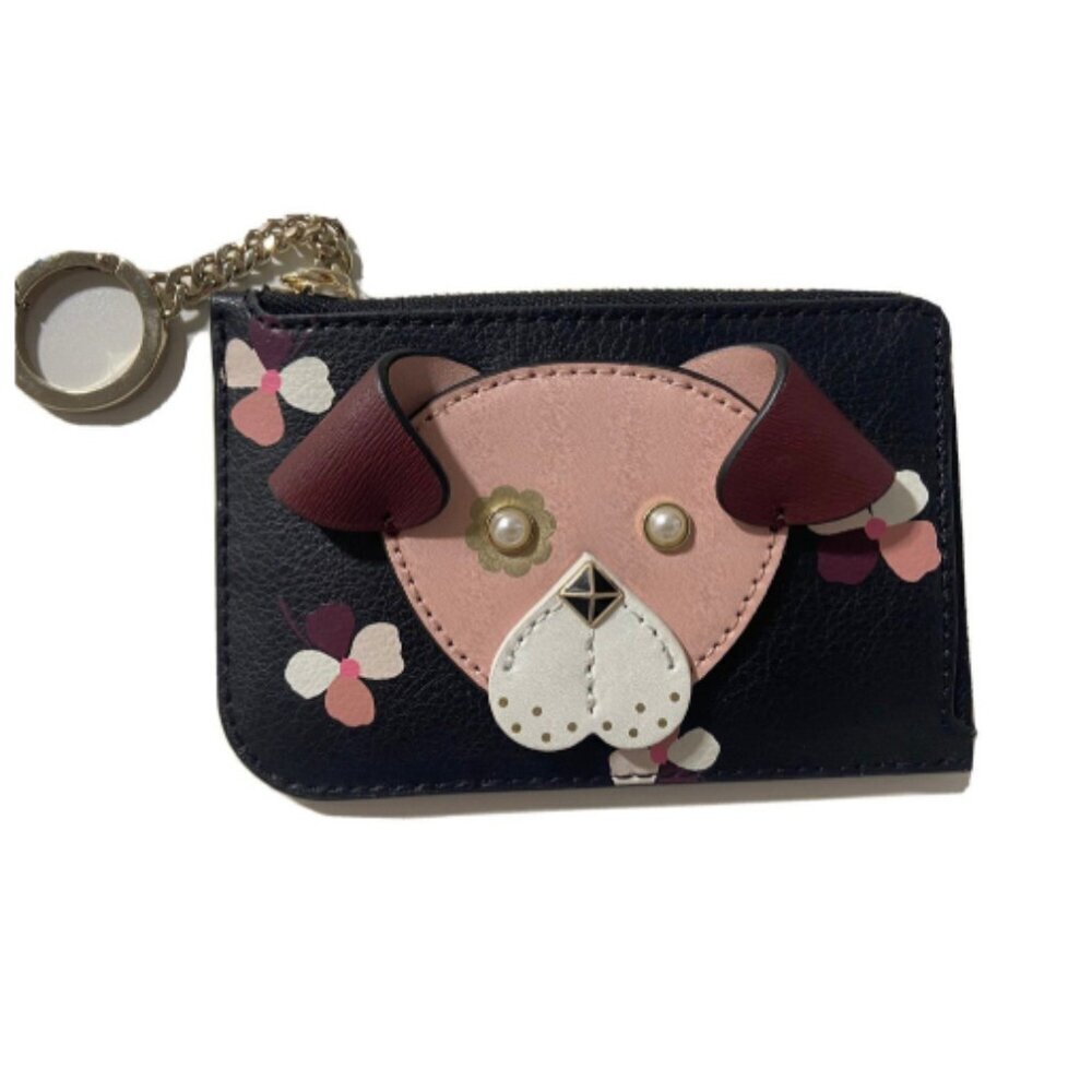 ♠️♠️ Kate Spade Floral Pup Cherrywood Medium L-Zip Card Holder NWOT